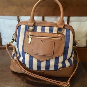Striped canvas satchel